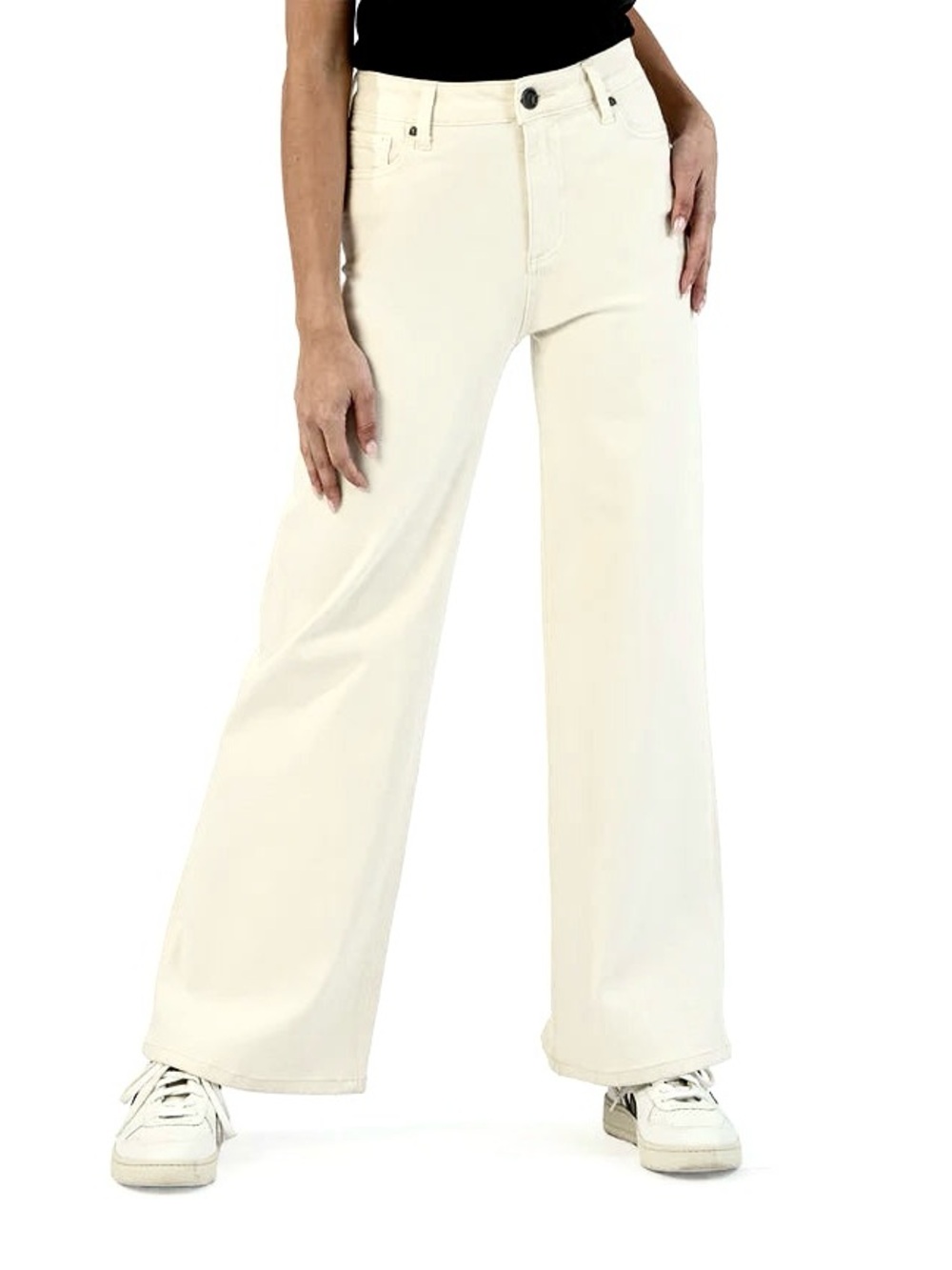 Kut from the Kloth MEG High-Waist Wide Leg Jeans in Cream